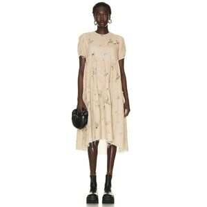 NWT R13 Shredded Relaxed Midi Dress Floral On Khaki Size Small